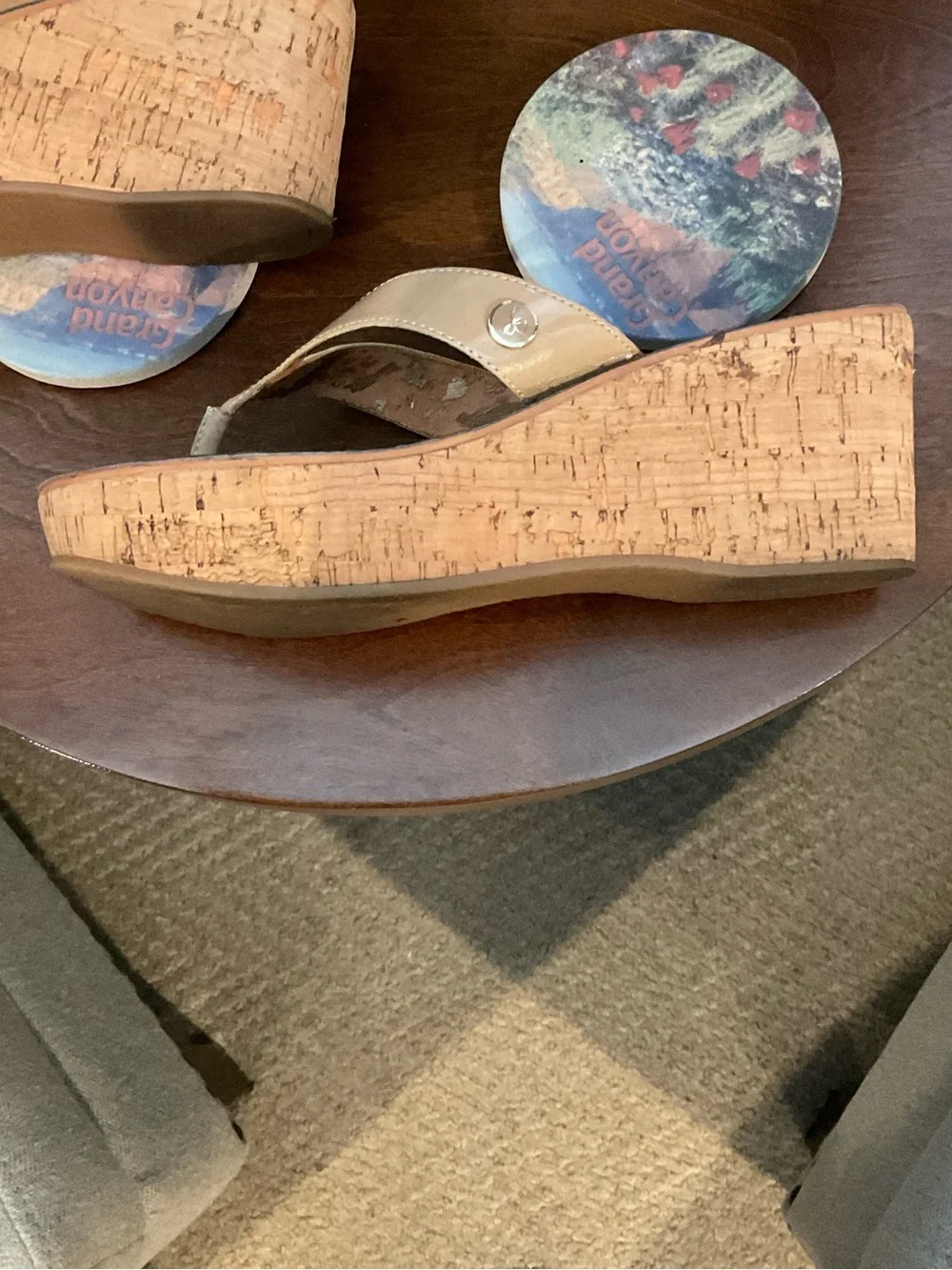 Sam Edelman Beige Thong Sandals with Tan Croc-Print Footbed